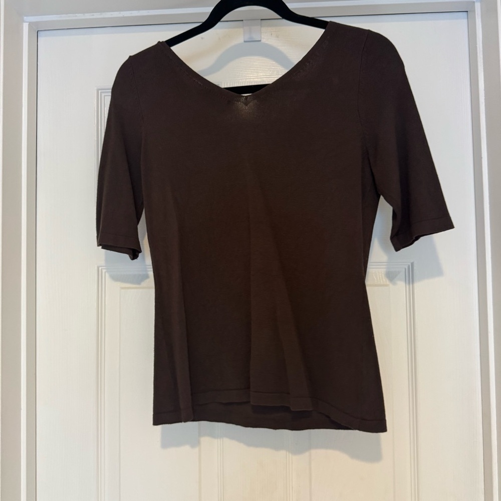 LOFT Dark Brown Short Sleeve Top